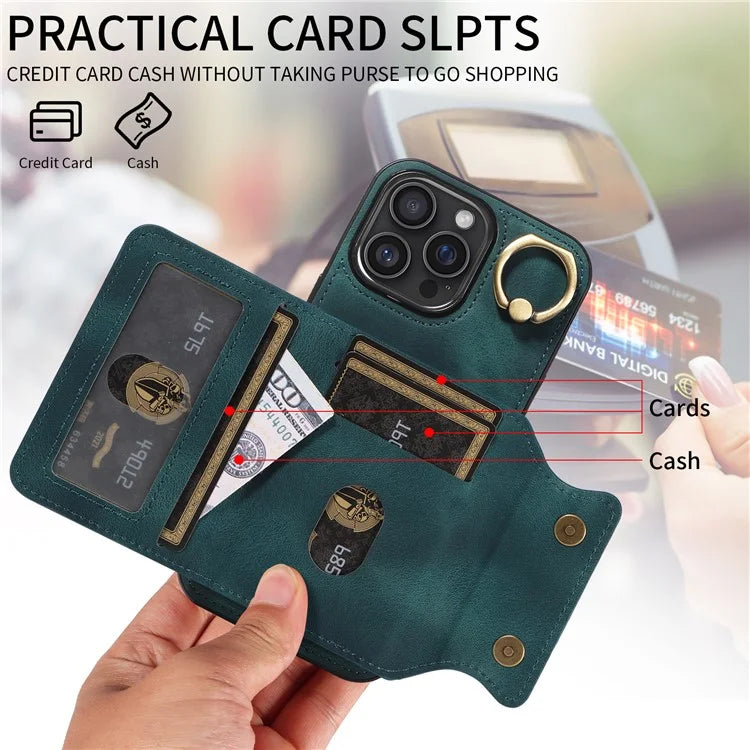 001 For iPhone 16 Pro Max Case Secure-Grip Kickstand Leather + TPU Phone Cover