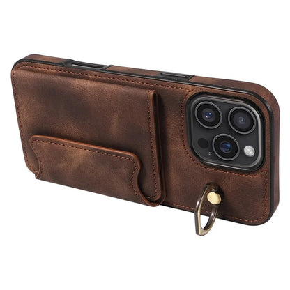 001 For iPhone 16 Pro Max Case Secure-Grip Kickstand Leather + TPU Phone Cover