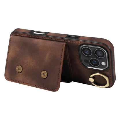 001 For iPhone 16 Pro Max Case Secure-Grip Kickstand Leather + TPU Phone Cover