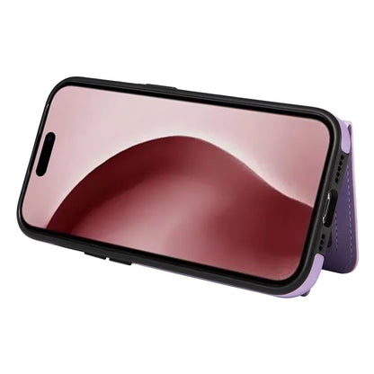 001 For iPhone 16 Plus Case Secure-Grip Kickstand Leather + TPU Phone Cover