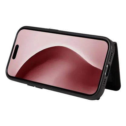 001 For iPhone 16 Plus Case Secure-Grip Kickstand Leather + TPU Phone Cover