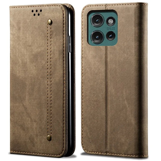 For Motorola Edge 50 5G Case Jeans Cloth Texture Anti-Scratch Leather Stand Phone Cover