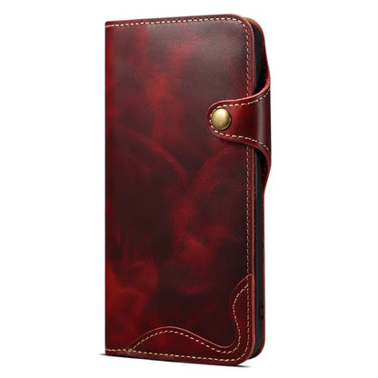 For iPhone 16 Pro Case Waxy Genuine Cow Leather Phone Wallet Shockproof Cover
