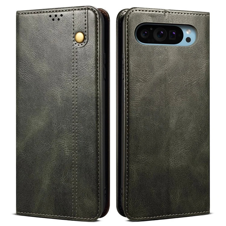 For Google Pixel 9 Pro  /  Pixel 9 Case Crazy Horse Texture Waxy Leather Wallet Stand Cover