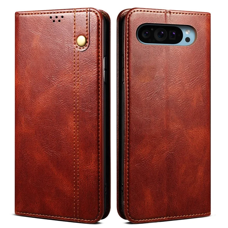 For Google Pixel 9 Pro  /  Pixel 9 Case Crazy Horse Texture Waxy Leather Wallet Stand Cover
