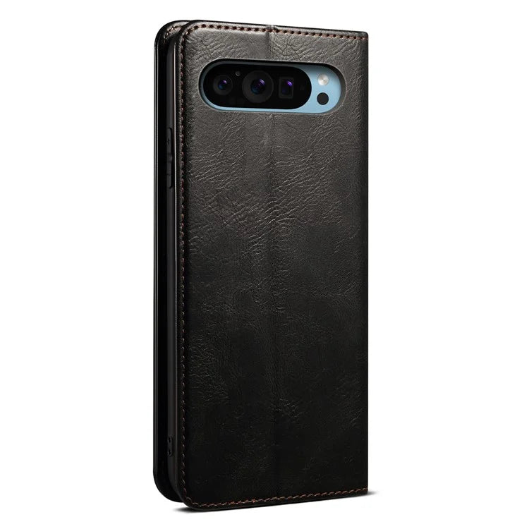 For Google Pixel 9 Pro  /  Pixel 9 Case Crazy Horse Texture Waxy Leather Wallet Stand Cover