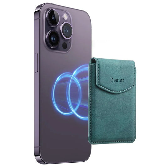 DENIOR V12 Magnetic Card Holder Skin-Touch PU Leather Phone Card Bag