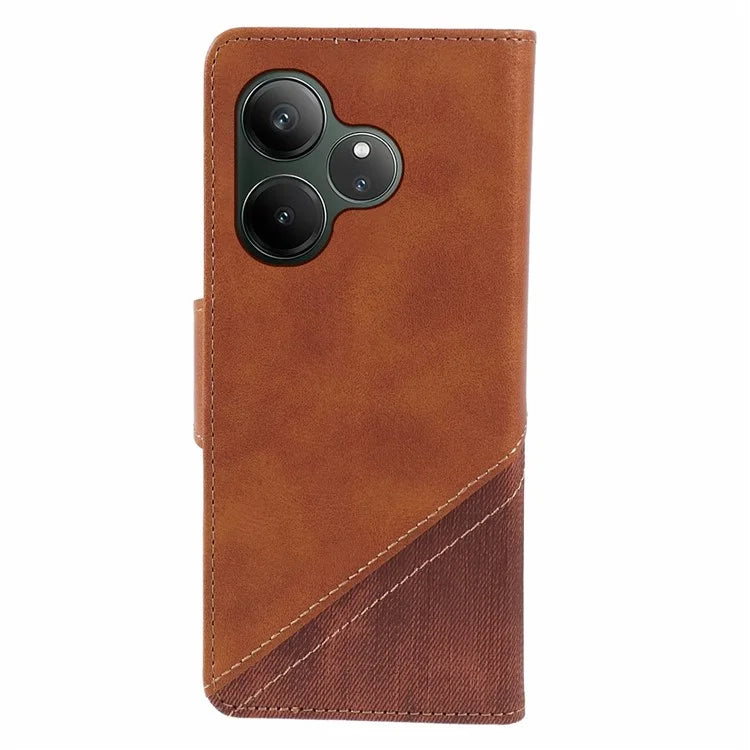 For Realme GT 6 5G Case Splicing Texture Leather Phone Cover Viewing Stand
