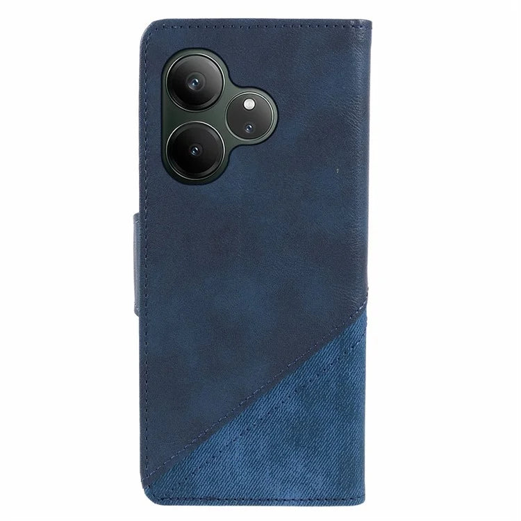 For Realme GT 6 5G Case Splicing Texture Leather Phone Cover Viewing Stand