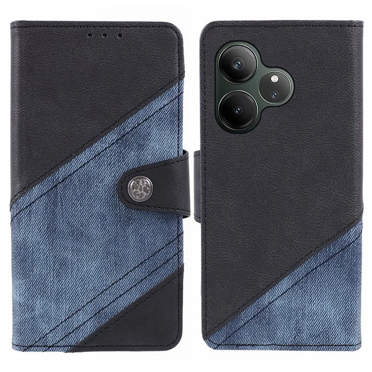 For Realme GT 6 5G Case Splicing Texture Leather Phone Cover Viewing Stand