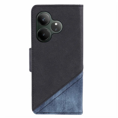 For Realme GT 6 5G Case Splicing Texture Leather Phone Cover Viewing Stand
