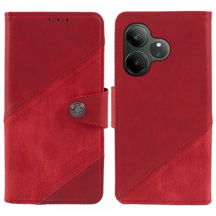 For Realme GT 6 5G Case Splicing Texture Leather Phone Cover Viewing Stand