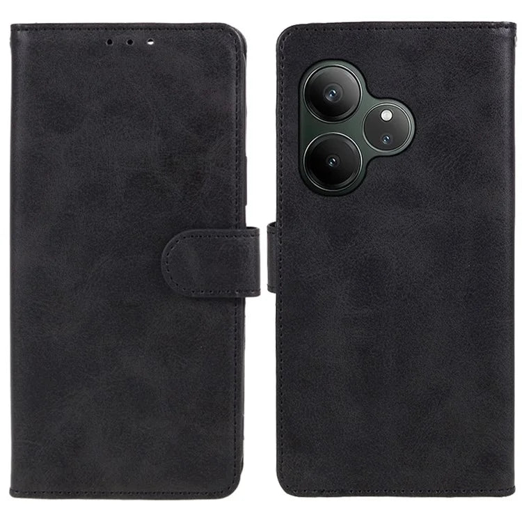 For Realme GT 6 5G Case PU Leather Wallet Protective Phone Cover Calf Texture