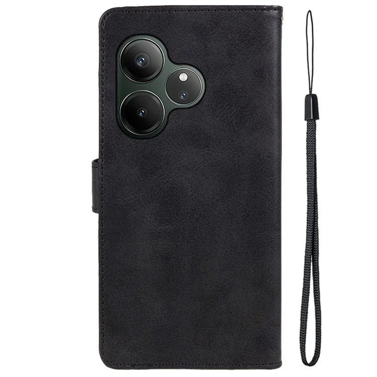 For Realme GT 6 5G Case PU Leather Wallet Protective Phone Cover Calf Texture