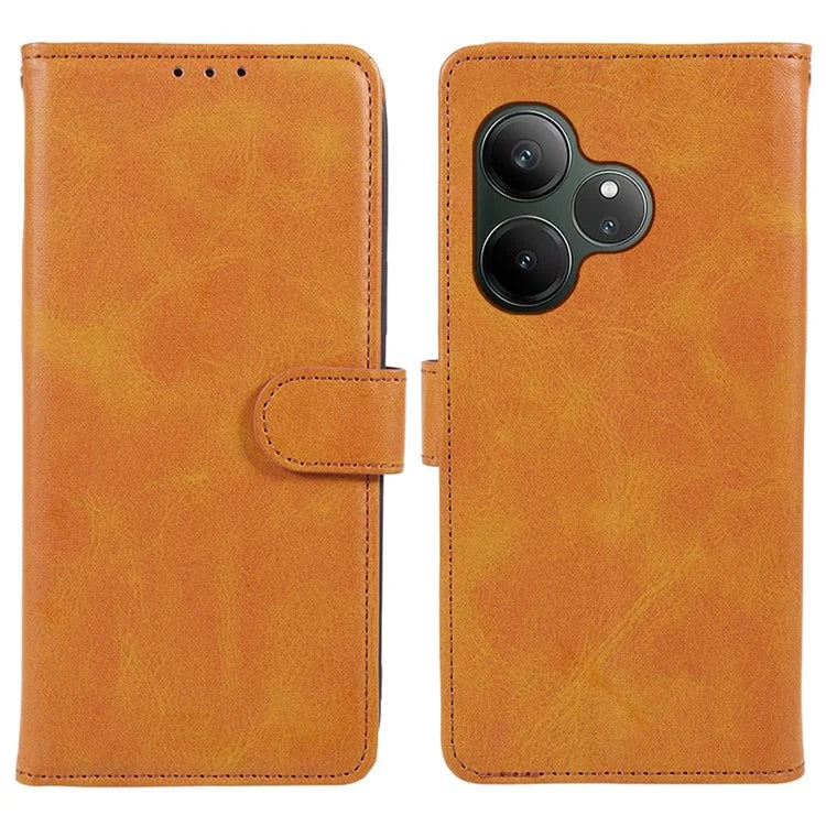 For Realme GT 6 5G Case PU Leather Wallet Protective Phone Cover Calf Texture