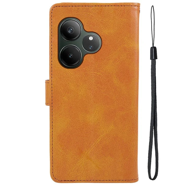 For Realme GT 6 5G Case PU Leather Wallet Protective Phone Cover Calf Texture