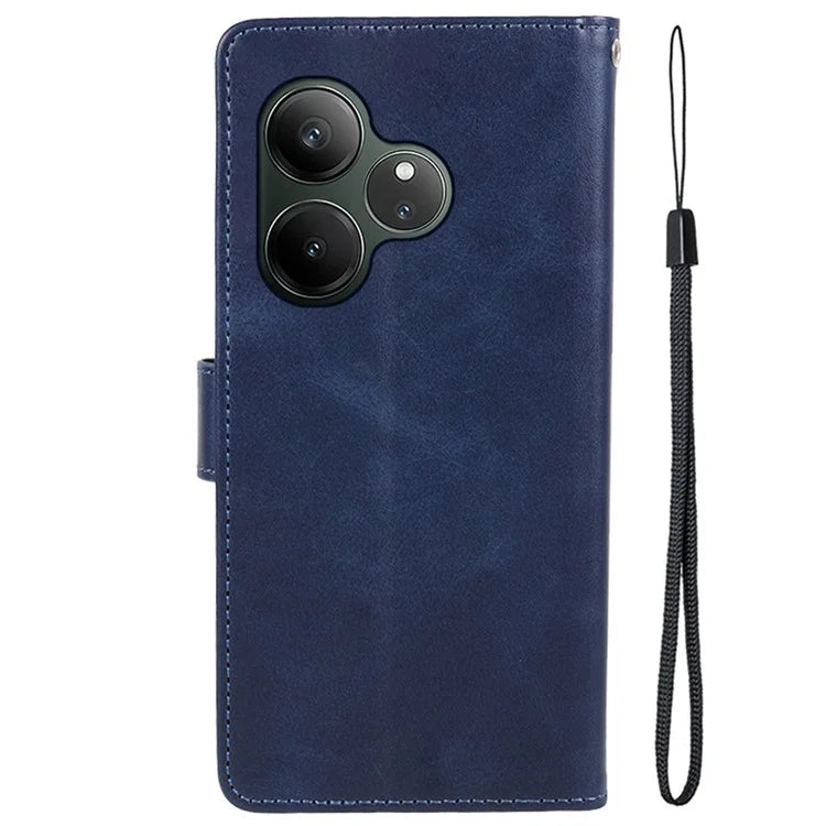 For Realme GT 6 5G Case PU Leather Wallet Protective Phone Cover Calf Texture