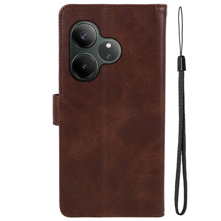 For Realme GT 6 5G Case PU Leather Wallet Protective Phone Cover Calf Texture