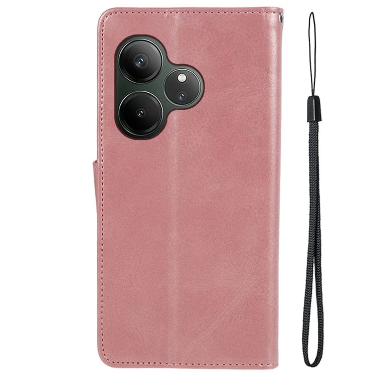 For Realme GT 6 5G Case PU Leather Wallet Protective Phone Cover Calf Texture