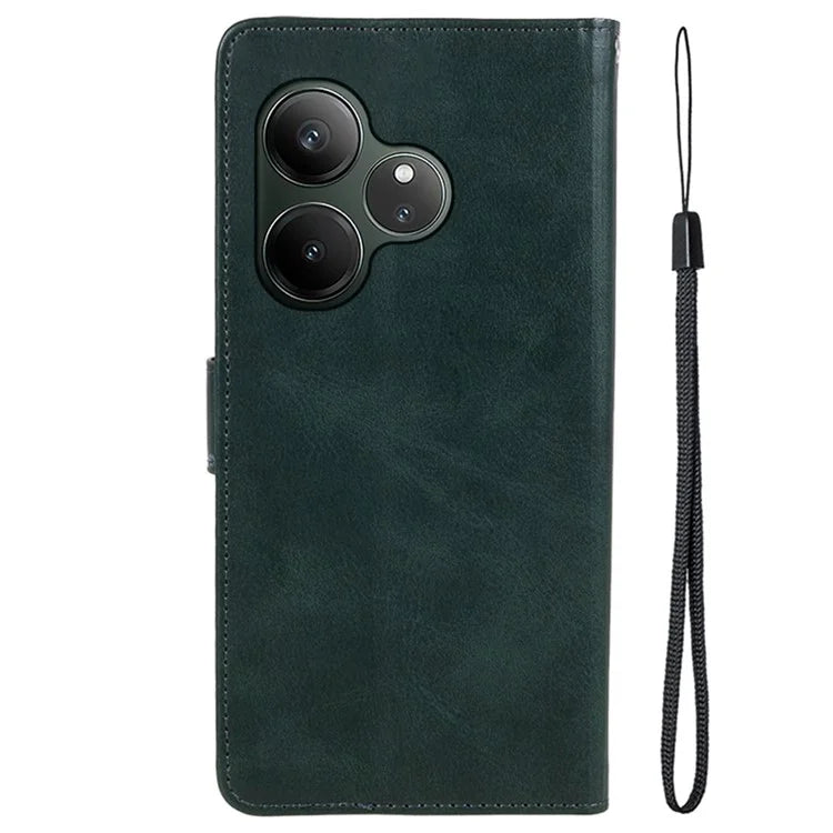 For Realme GT 6 5G Case PU Leather Wallet Protective Phone Cover Calf Texture