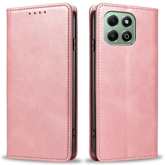 For Honor X6b 4G Case Strong Magnetic PU Leather Phone Cover Calf Texture
