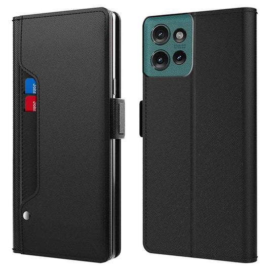 For Motorola Edge 50 5G Case Stand PU Leather Phone Cover Card Holder Mirror