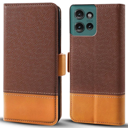 For Motorola Edge 50 5G Case Color Splicing PU Leather Wallet Phone Cover