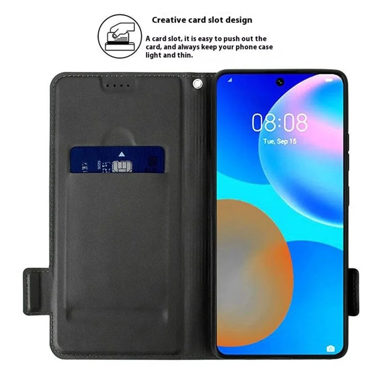 For Motorola Edge 50 5G Case Color Splicing PU Leather Card Holder Phone Cover with Strap