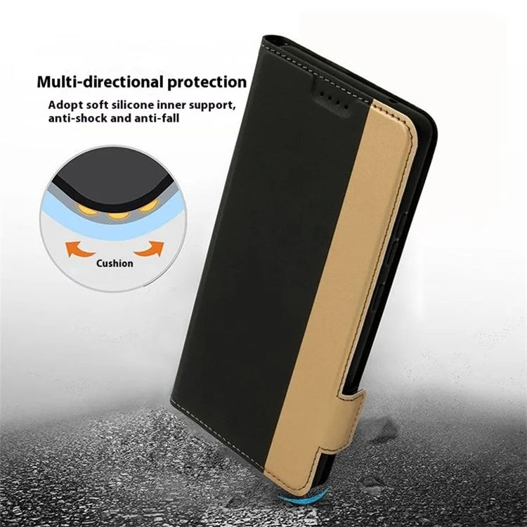 For Motorola Edge 50 5G Case Color Splicing PU Leather Card Holder Phone Cover with Strap
