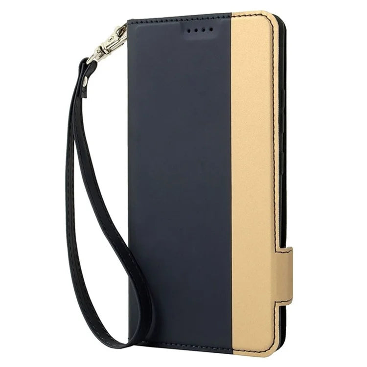 For Motorola Edge 50 5G Case Color Splicing PU Leather Card Holder Phone Cover with Strap