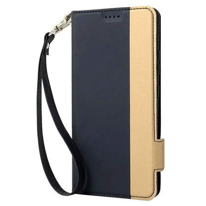 For Motorola Edge 50 5G Case Color Splicing PU Leather Card Holder Phone Cover with Strap