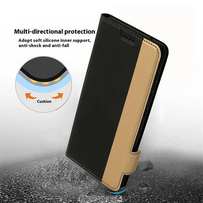 For Motorola Edge 50 5G Case Color Splicing PU Leather Card Holder Phone Cover with Strap
