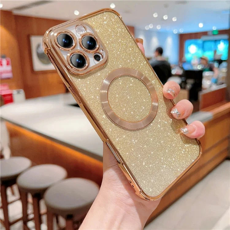 For iPhone 16 Pro Case Electroplating Glitter TPU Clear Phone Cover Compatible with MagSafe
