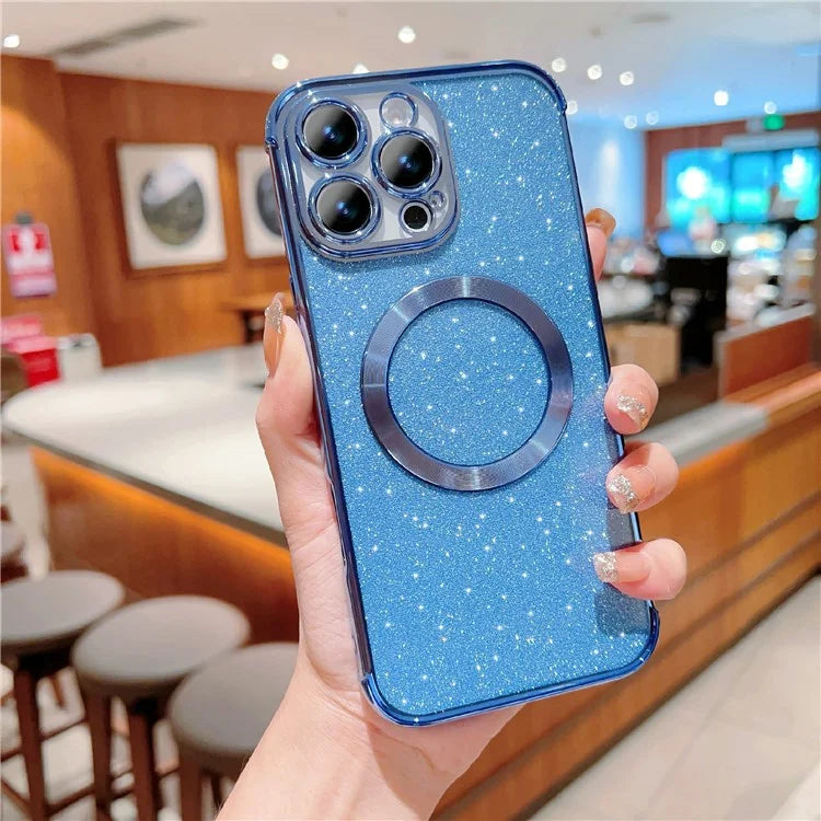 For iPhone 16 Pro Case Electroplating Glitter TPU Clear Phone Cover Compatible with MagSafe