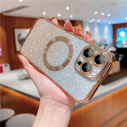 For iPhone 16 Pro Max Case Compatible with MagSafe Electroplating TPU Gradient Glitter Phone Cover