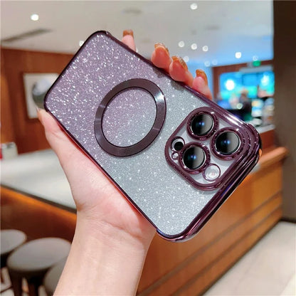 For iPhone 16 Pro Case Compatible with MagSafe Electroplating TPU Gradient Glitter Phone Cover
