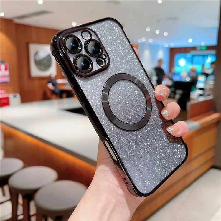 For iPhone 16 Pro Case Compatible with MagSafe Electroplating TPU Gradient Glitter Phone Cover
