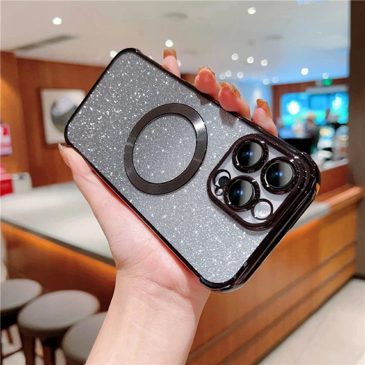 For iPhone 16 Pro Case Compatible with MagSafe Electroplating TPU Gradient Glitter Phone Cover