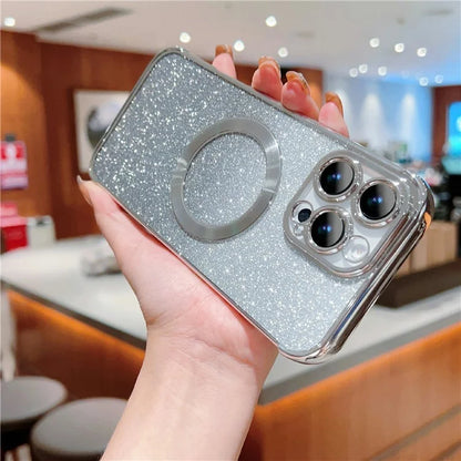 For iPhone 16 Pro Case Compatible with MagSafe Electroplating TPU Gradient Glitter Phone Cover