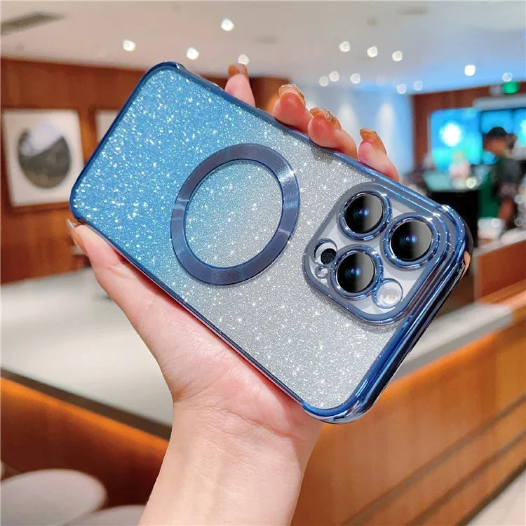 For iPhone 16 Pro Case Compatible with MagSafe Electroplating TPU Gradient Glitter Phone Cover