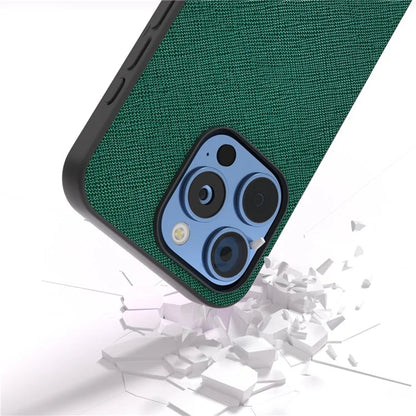 ABEEL For iPhone 16 Pro Max Case Cross Texture Genuine Cow Leather Hybrid Phone Case