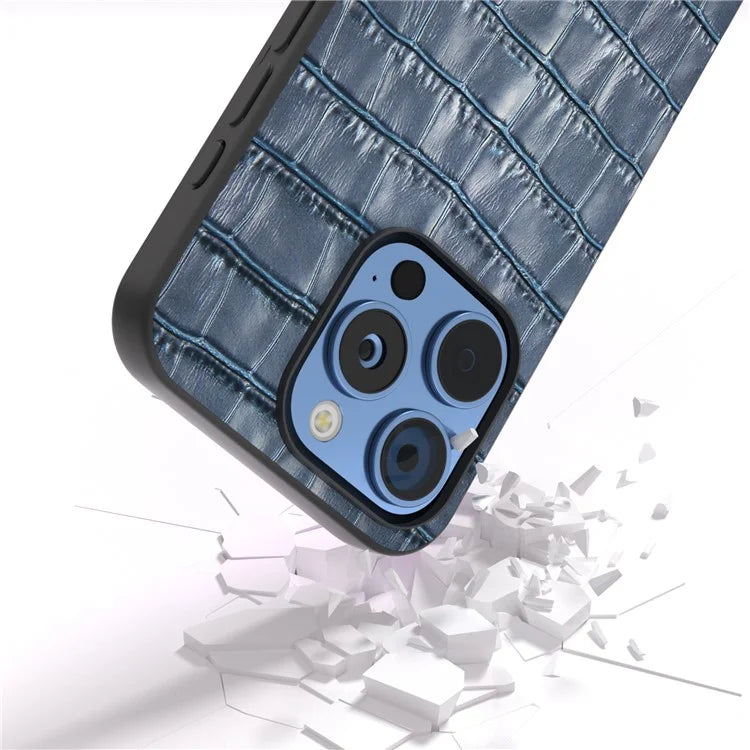 ABEEL For iPhone 16 Pro Max Cases Genuine Cow Leather+PC+TPU Drop-Proof Cell Phone Cover