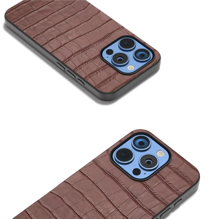 ABEEL For iPhone 16 Pro Max Cases Genuine Cow Leather+PC+TPU Drop-Proof Cell Phone Cover