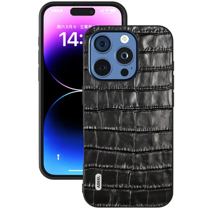 ABEEL For iPhone 16 Pro Max Cases Genuine Cow Leather+PC+TPU Drop-Proof Cell Phone Cover