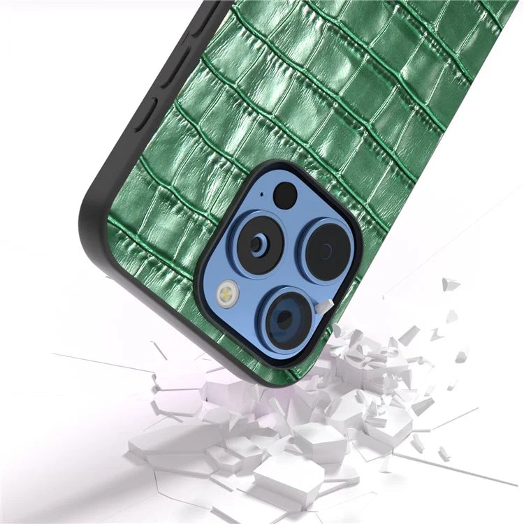 ABEEL For iPhone 16 Pro Max Cases Genuine Cow Leather+PC+TPU Drop-Proof Cell Phone Cover
