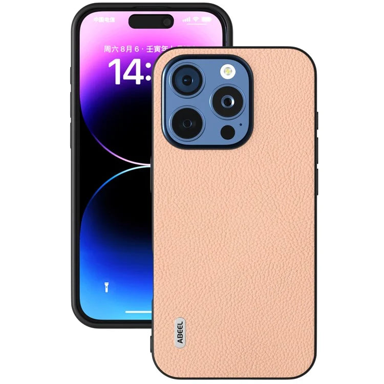 ABEEL For iPhone 16 Pro Max Cases Genuine Cow Leather+PC+TPU Phone Cover