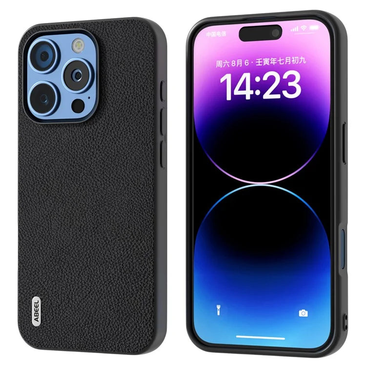ABEEL For iPhone 16 Pro Max Cases Genuine Cow Leather+PC+TPU Phone Cover