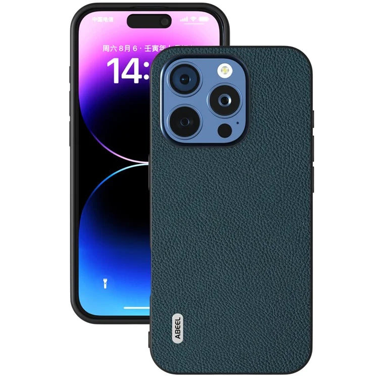 ABEEL For iPhone 16 Pro Max Cases Genuine Cow Leather+PC+TPU Phone Cover