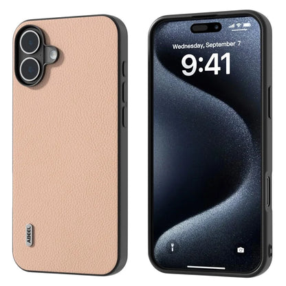 ABEEL For iPhone 16 Cases Genuine Cow Leather+PC+TPU Phone Cover