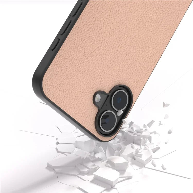 ABEEL For iPhone 16 Cases Genuine Cow Leather+PC+TPU Phone Cover